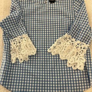 Adorable gingham and lace top
